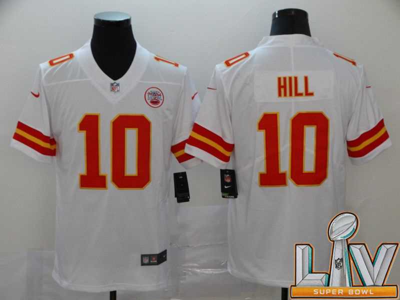 Super Bowl LV 2021 Men Kansas City Chiefs 10 Hill White Nike Vapor Untouchable Limited NFL Jersey